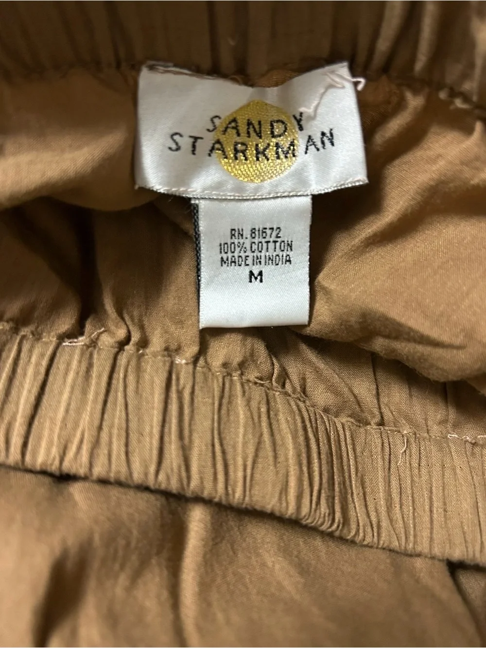 Sandy Starkman Brown Cotton Maxi Skirt Raw Hem Boho Lagenlook M EUC
